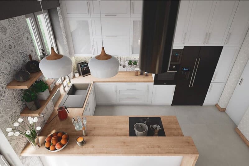 Tủ bếp chữ U cho căn bếp nhỏ