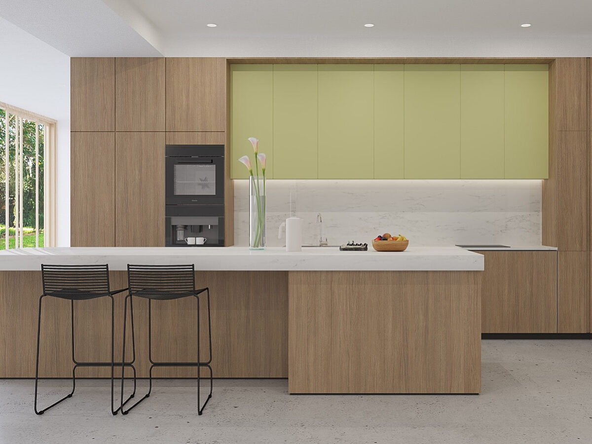 Mẫu tủ bếp nhựa giả gỗ đẹp 5